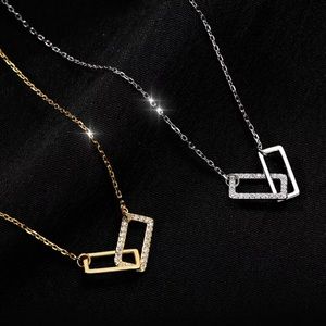 Sterling and cz link box necklace
